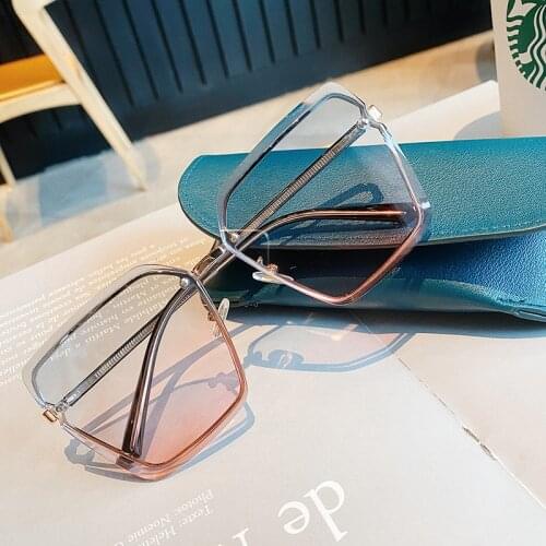 Rimless Square Sun Glasses For Women Men Fashion Gradient Sunglasses Ladies Frameless Metal Eyeglasses Vintage Sunglass