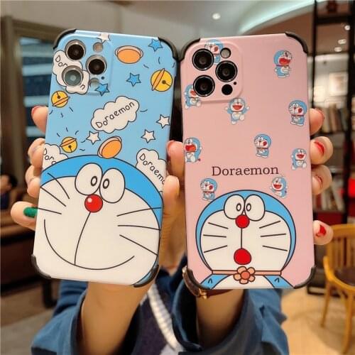 Cute Cartoon Blue Doraemon Anti-fall Soft Silicone Cover Case For iphone 12 11 XS MAX 8Plus X XR Samsung A52 Fashion Phone Case