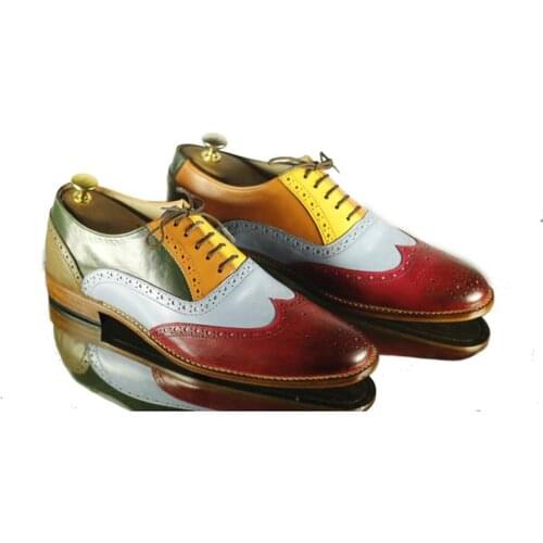 Mens PU Multicolor Stitching Brock Comfortable Fashion Multifunctional High Quality Classic Lace-up Casual Shoes ZQ0205