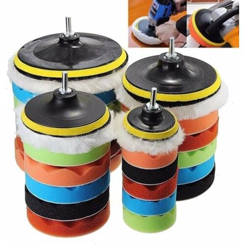 7Pcs Buffing Pad Set Thread 4/5/6/7inch Auto Car Repair Polishing pad Kit for Car Polisher+Drill Adaptor Power Tools accessories