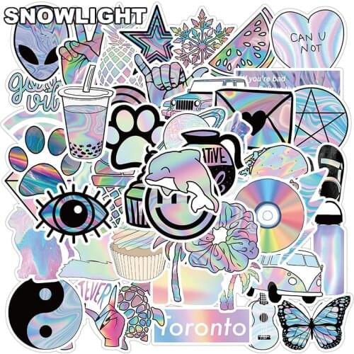 10/50pcs/set Laser Cartoon Colorful Pvc Graffiti Stickers For Kid DIY Phone Case Laptop Moto Skateboard Helmet Mixed Luggage