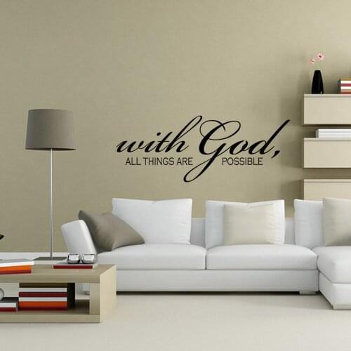Stickers With-god-all-things-are-possible Quote Vinyl Wall Decal Church Home Decor Living Room Wall Poster Room Decor Decoration