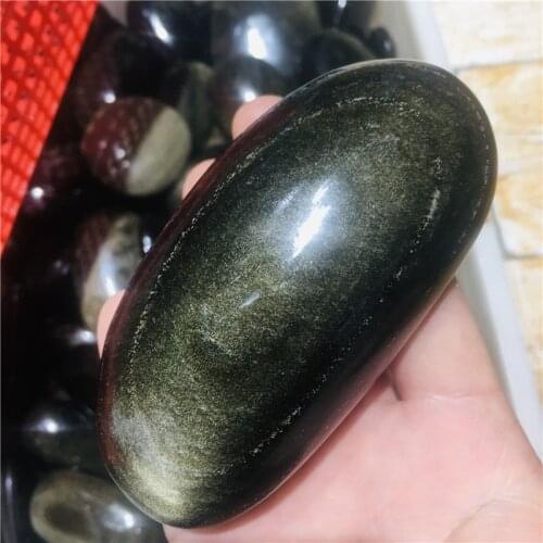 Natural Gold obsidian carvings face Ornament