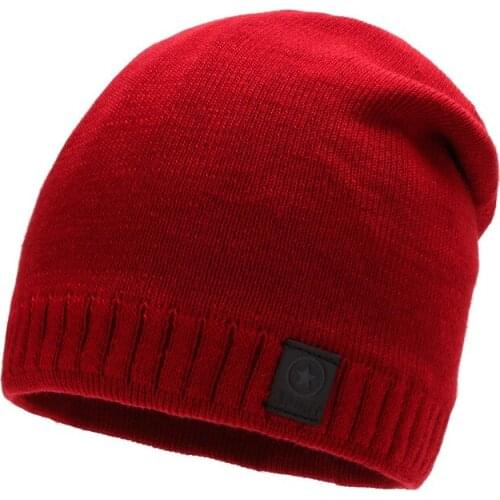 New Winter Hat Men Solid Color Knitting Wool Beanies Autumn Winter Warm Comfortable Hat Outdoor Accessories Thick Cotton Hats