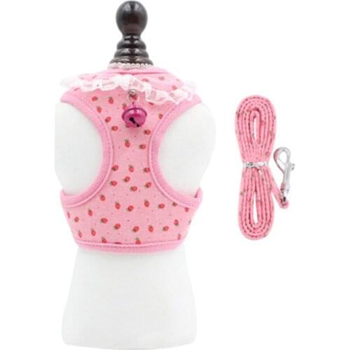 Newly Pet Vest Harness with Leash Adjustable Cute Dog Wearing with Bell Decor Mesh Chicken Hen Leash for Duck Cat 4 Sizes