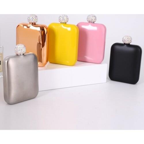 Portable Small Hip Flask 304 Stainless Steel Flagon Full Diamond Cover Mini Ladies Wine Bottle