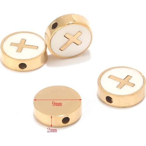 20pcs Top quality gold tone stainless steel heart spacer beads round DIY jewelry finding Accessories