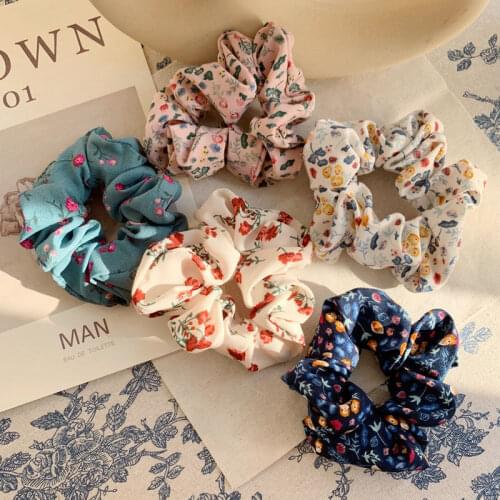 Fashion Women Printed Hair Scrunchie Hair Ties Vintage Hair Rope Elastic Hair Band Ponytail Holder Rubber Band Hair Accessories
