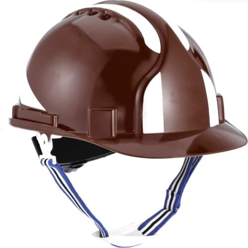 SAFEYEAR Safety Helmet Hard Hat With Chin Strap. Reflective,Vented And Lightweight EN397 Work Cap (Regular, Brown)