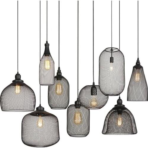 Modern Black Iron Pendant Light Bird Cage Loft Decor Industrial Lamp Kitchen Hanging Lights Dining Room Home Lighting Fixtures