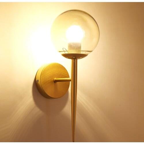 Modern Glass Ball Wall Lamp Sconce Led Bedroom Wall Light Fixture for Home Decor Living Room Corridor E27 Mounted Wall Lamp