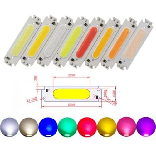 10pcs 2W LED CAR COB daytime Running Light 60*15mm White Warm White Red Green Blue violet orange bead 12-14V Chip Free shipping