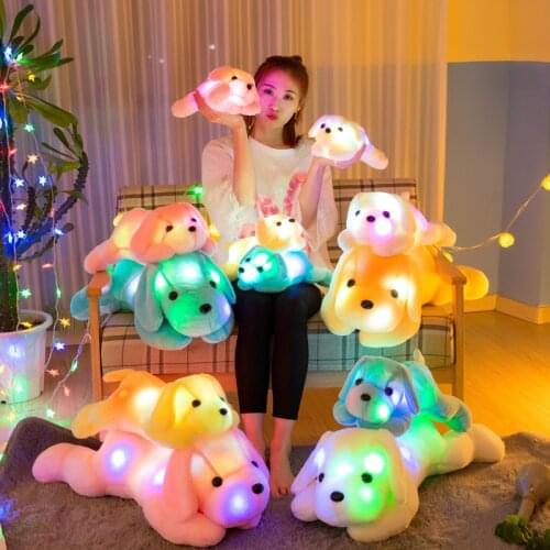 50CM Length Luminous Dog Pillow Plush Toy for kids Home Decor Birthday Valentines Day Gift LED stuffed toys For Children