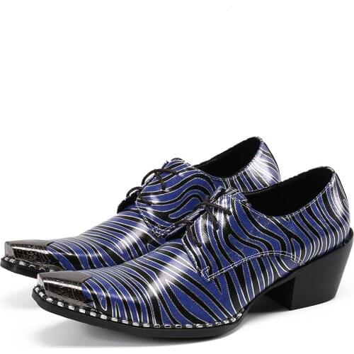 Zapatos hombre shoes for men high heels mens blue genuine leather striped oxford zapatos man dress shoes formal robe coiffeur