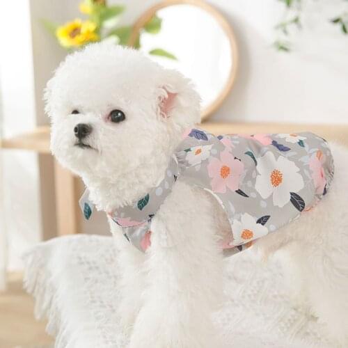 Pet Clothes Summer New Floral Bow Shirt Puppies Two-Legged Clothes Cats Thin Breathable Suspender Skirt Pet Clothes