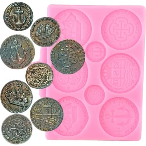 Treasure Coins Silicone Mold Cookie Baking Fondant Molds Cake Decorating Tools Cupcake Topper Candy Chocolate Gumpaste Mould