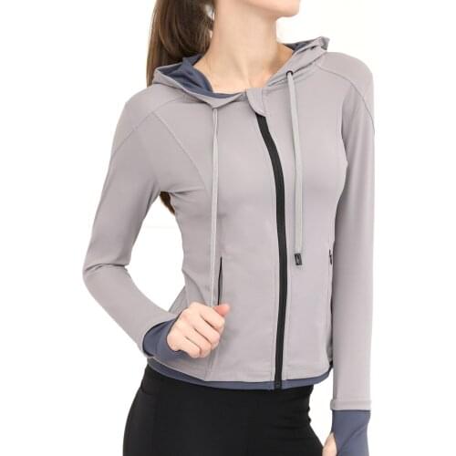Fitness Clothing Training Running Sports Jacket Women Outdoor Sports Hooded Zipper Tight Yoga Long Sleeve Top