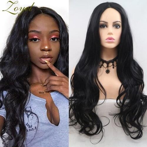 Zoyel Body Wave Lace Front Wigs for Women Black Color Synthetic Hair Glueless Lace Wigs with Natural Hairline
