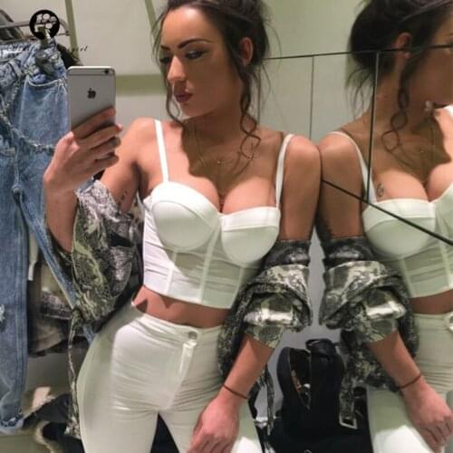 Womens Mesh Sheath Corset Lingerie Bustier Push Up Bra Cup White Sexy Low Cut Crop Tank Top Underwear Back Hook Croptops Summer