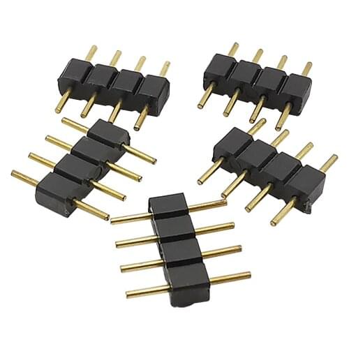 20pcs/lot 4Pin RGB Led connector Male Type Double 4P Needle RGB Connectors for RGB 5050 3528 LED Strip Lighting Accessories