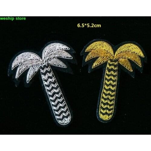 2017 DIY New High quality 3D Hand embroidered badges Coconut tree Armband applique for Coat Trousers Bag Brooch