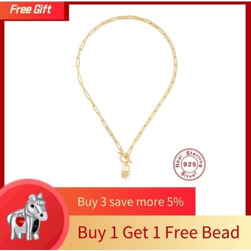 925 Sterling Silver Necklaces Geometric Zircon Key Star Multilayer Pendant Necklace Colgante Collares For Woman Girls Ladies