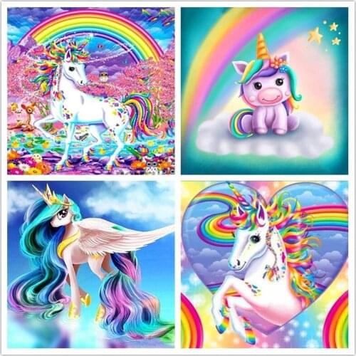 5D DIY Unicorn Diamond Painting Full Round Drill Cartoon Magic Unicorn Rhinestones Cross Stitch Mosaic Home Decor Kids Gift