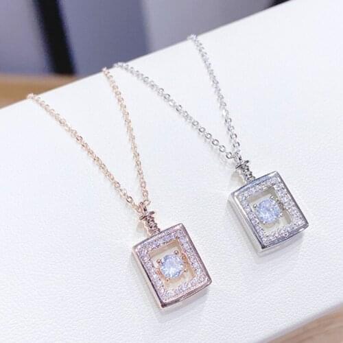 BOTU Creativity Perfume Bottle Pendants Necklace for Women Rose Gold Square Pendant Plating Fashion Femme Bijoux