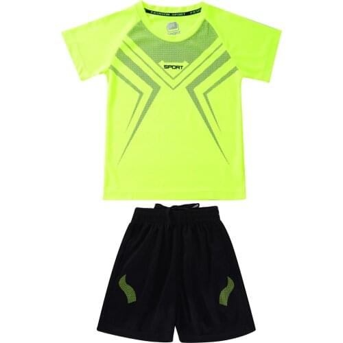 Kids Boys Sport Suit Short Sleeves Breathable T-shirt and Shorts Sports Outfit Summer Basketball Running Sets Workout Sportswear