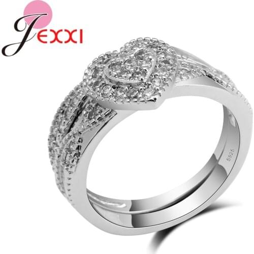 Cross Finger Ring for Engagement Exquisite Heart Africa Crystal Women 925 Sterling Silver Jewelry Engrave Female Anel