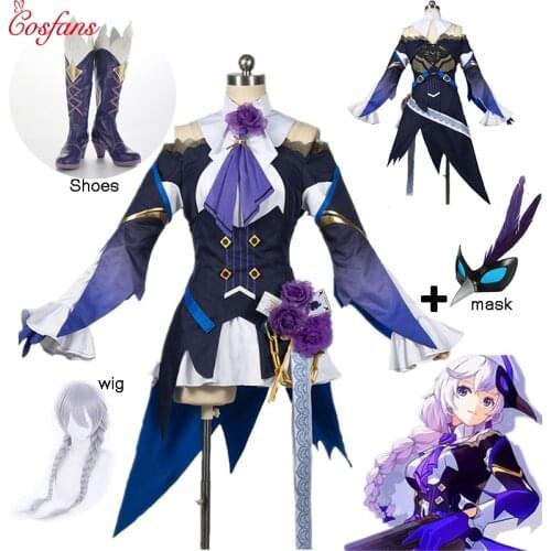 Game Honkai Impact 3 Kallen Kaslana Cosplay Costume Dresses Full Set Uniform Synthetic Adult Woman Girl Wig Halloween and Shoes