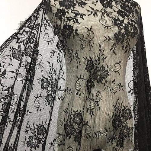 3M/Lot French Eyelash Lace Fabric Exquisite Lace Embroidery Clothes Wedding Dress Accessories