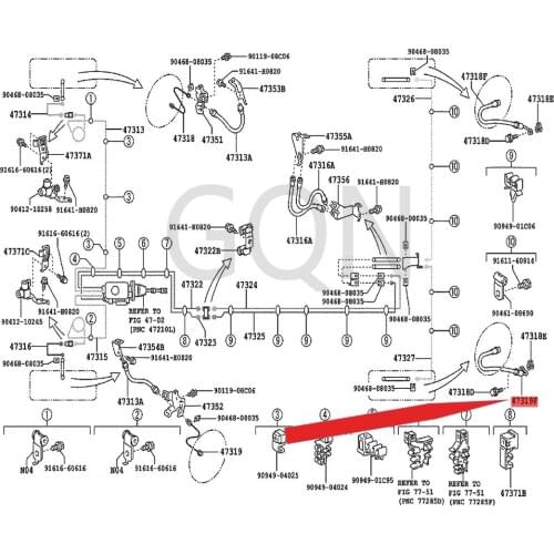 Left rear flexible hose 2010-Toy ota FJC RUI SER LAN DCR UIS ERP RA DO rear brake hose parking brake hose connecting pipe