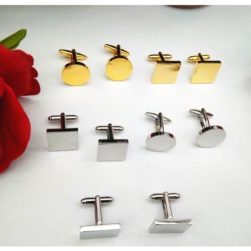 Mens personalized gifts,customized silver or gold cuff links, different shapes business cuff links with black box packing