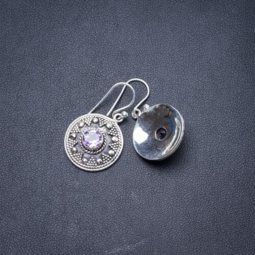Natural Amethyst Handmade Unique 925 Sterling Silver Earrings 1.25" Y2996