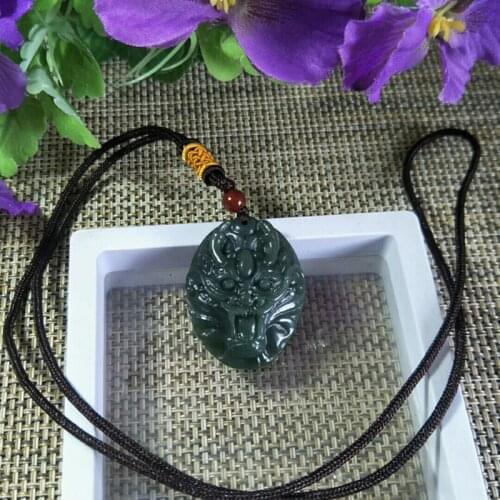 Natural He Tian Jade Dragon Head Jade Pendant Jewelry Lucky Exorcise Evil Spirits Auspicious Amulet Jade Pendant Fine Jewelry