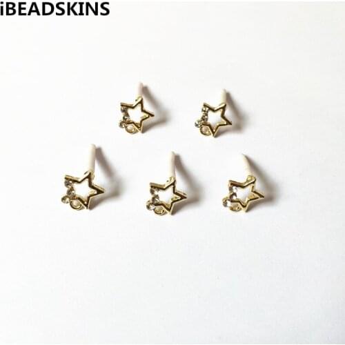 New arrival! 12mm100pcs zinc alloy Rhinestone star shape Stud earring,earrings accessories,Earring parts for Jewelry DIY