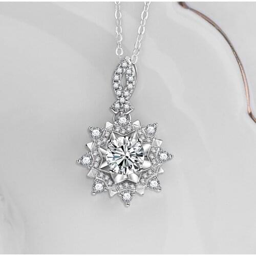 AAA Natural Diamond Necklaces & Pendants 925 Sterling Silver Statement Necklaces For Female Romantic Wedding Gift With Chain