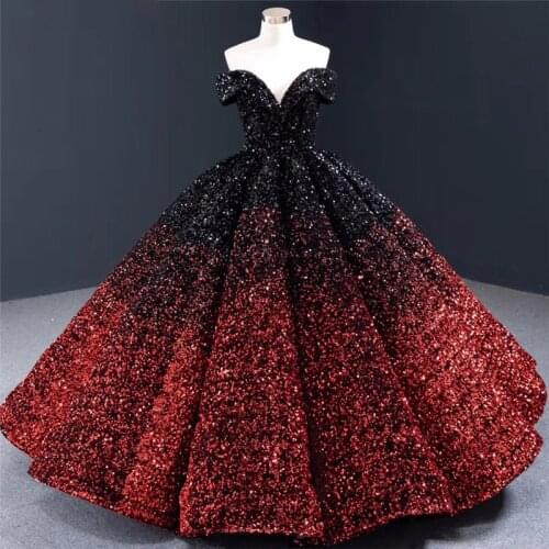 Quinceanera Dresses 2021 New Sequin Prom Dress Ball Gown Boat Neck Off The Shoulder Puffy For Vestidos Para 15