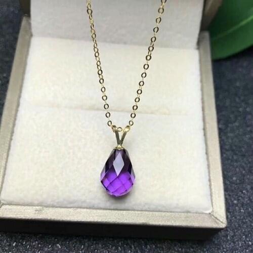 Shilovem 18k yellow piezoelectric amethyst Pendants fine Jewelry women trendy no necklace classic new 8*11mm mym081109agz