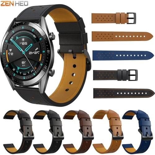 22mm Leather Watchband For Huawei Watch GT/GT2 46mm Smart Watch Band Replacement Watch Strap For Huawei Honor Magic Watch 2 46mm