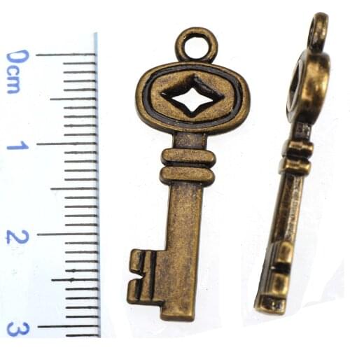 Handicrafts Charms DIY Key Necklace Jewelry Components Stuff Rhombus Oval 32x12mm Metal Antique Bronze Alloy Suppliers 20pcs/bag