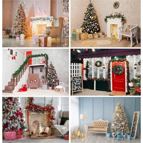 SHUOZHIKE Christmas Indoor Theme Photography Background Christmas tree Children Backdrops For Photo Studio Props 21522 DHY-04
