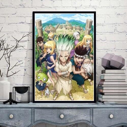 Nordic Canvas Painting Poster Printed Anime Dr.STONE Ishigami Senku Shishio Tsukasa Pictures Home Decoration Living Room Modular