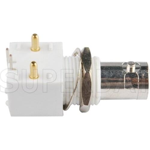 Superbat BNC Commercial Through hole Jack Right Angle PCB Mount with Bulkhead RF Coaxial Connector 10PCS