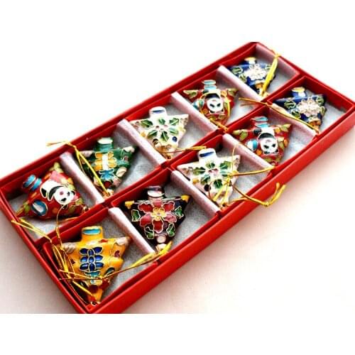 Wholesale 10 PCS Christmas Decoration Christmas Tree Cloisonne Pendant Traditional Craft Christmas Ornaments Home Decor 4.5cm