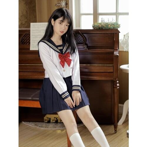 Japanese JK Uniform Skirt Genuine Student Pleated Skirt Kansai Lapel Bad Sailor Suit College Style Business Attire Autumn Suit