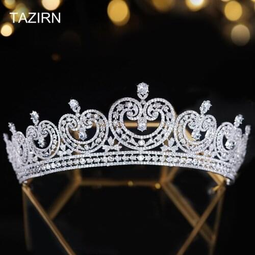 Elegant 3A Cubic Zirconia 2021 Newest Wedding Bridal Tiaras and Crowns Zircon Pageant Headpieces CZ Party Prom Girl Best Gifts