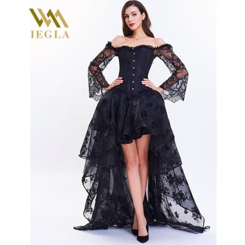 Women Shapewear Steampunk Corset Dress Bustier Gothic Sexy Corsets Woman Lace Off Shoulder Floral Party Hot Long Dresses