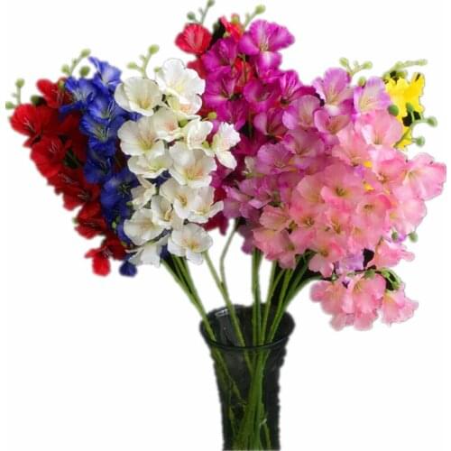 10pcs Artificial Orchid Flower 20 heads/piece Silk Hollyhock Fake Hibiscus 27.56" for Wedding Home